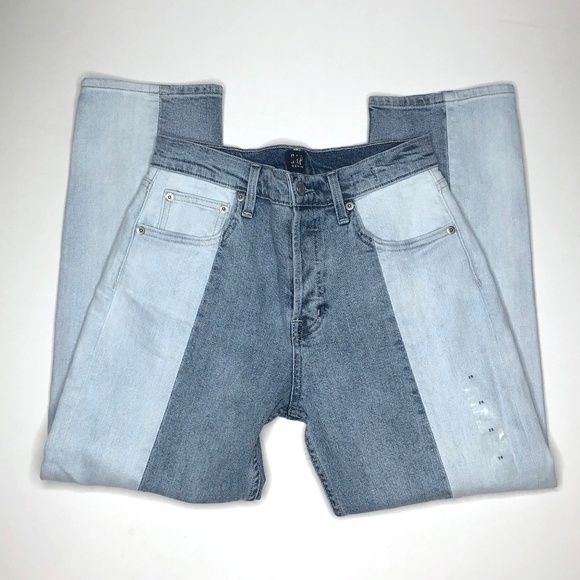 New Gap Two Tone Denim Crop Straight Leg Jeans - Picture 4 of 8
